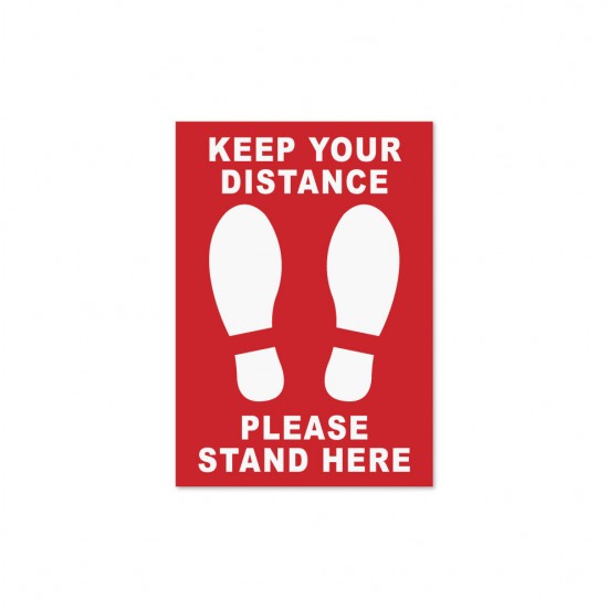 Covid-19 Floor Sticker Keep Your Distance A5 Red 3pcs